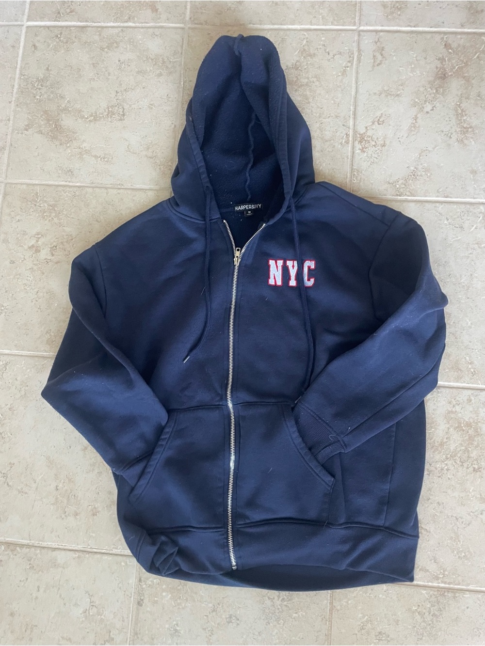 NYC Navy Full-Zip Hooded Sweatshirt - Unbranded - Picture 4 of 7